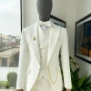 An Ivory white, Peak Lapel, Seamless Geometric Patterns Jacquard Suit