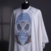 An Ivory White, “Planet Of Apes” Embroidery Agbada