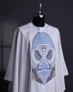 An Ivory White, “Planet Of Apes” Embroidery Agbada