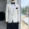 An Ivory White Shawl Lapel jacquard Tuxedo Suit