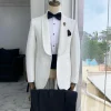 An Ivory White Shawl Lapel Jacquard Tuxedo Suit