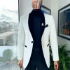 An Ivory white shawl lapel floral jacquard suit.