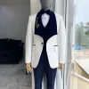 An Ivory White Shawl Lapel Square Pattern Jacquard Tuxedo Suit