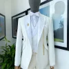 An Ivory white tear drop pattern jacquard hand picked peak lapel Suit.