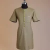 An Olive green, Circle pattern embroidery, 3/4 sleeve African senator kaftan native.