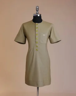 An Olive green, Circle pattern embroidery, 3/4 sleeve African senator kaftan native.