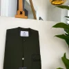 An Olive Green, Tiny Flap with Swarovski button details African traditional senator kaftan native.