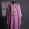 An Orchid Purple, “Egyptian Architecture” Embroidery Details Agbada