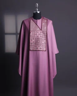 An Orchid Purple, “Egyptian Architecture” Embroidery Details Agbada