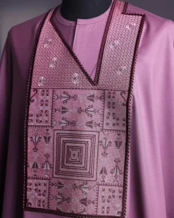 An Orchid Purple, “Egyptian Architecture” Embroidery Details Agbada
