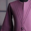 An orchid purple, pleated triangle with buckle intersection, 3/4 sleeve African senator kaftan native.