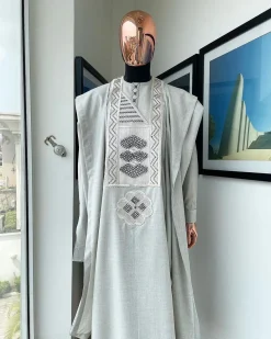 An Pearl Ivory, Lego Broken Pearl Embroidery Design Agbada
