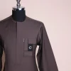 An Uber brown, front flap, connected mazed rectangle, 3/4 sleeve African senator kaftan native.