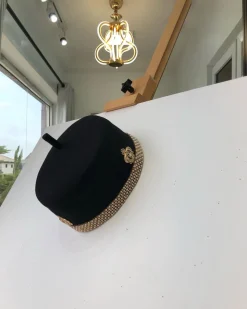 Black African Traditional Hat With Gold Adornment