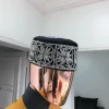 Black and Silver embroidery African traditional hat