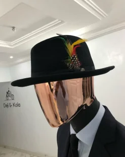 Black Bowlers Hat with feathers detailings and design