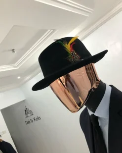 Black Bowlers Hat with feathers detailings and design