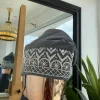 Grey and silver glass bead Embroidery Yoruba Traditional Ide Cap