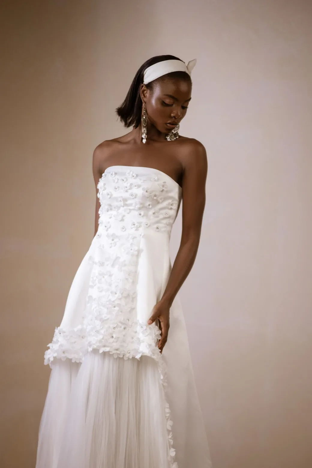 High Low, Petals Embellished With A Straight Across Neckline Bridal ball Gown
