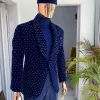Italian velvet blazer suit with silver Swarovski stone details
