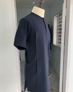 Light Blue Tiny Flap Short Sleeve African Kaftan