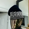 Navy blue and silver glass bead Embroidery Yoruba Traditional Ide Cap