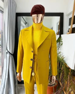 The “ Festac 77” Mustard Yellow 3 Button Safari Suit