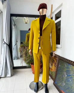 The “ Festac 77” mustard yellow 3 button safari suit