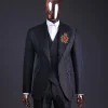 The “gogo” limited edition black mixed jacquard fabric peak lapel metallic jacquard suit
