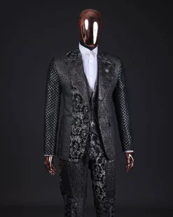 The “Gogo” Limited Edition Gold and Silver Mixed Jacquard Fabric Peak Lapel Metallic Jacquard Suit
