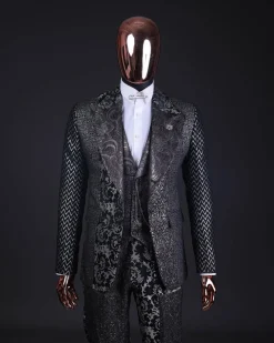 The “Gogo” Limited Edition Gold and Silver Mixed Jacquard Fabric Peak Lapel Metallic Jacquard Suit