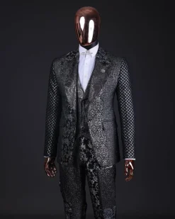 The “Gogo” Limited Edition Gold and Silver Mixed Jacquard Fabric Peak Lapel Metallic Jacquard Suit