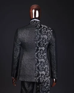 The “Gogo” Limited Edition Gold and Silver Mixed Jacquard Fabric Peak Lapel Metallic Jacquard Suit