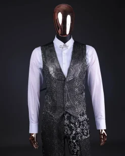 The “Gogo” Limited Edition Gold and Silver Mixed Jacquard Fabric Peak Lapel Metallic Jacquard Suit