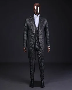 The “Gogo” Limited Edition Gold and Silver Mixed Jacquard Fabric Peak Lapel Metallic Jacquard Suit