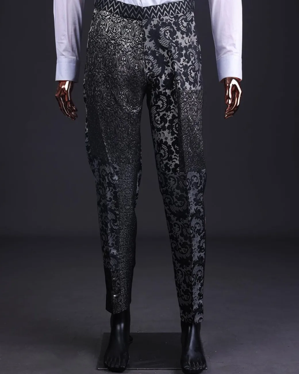 The “Gogo” Limited Edition Gold and Silver Mixed Jacquard Fabric Peak Lapel Metallic Jacquard Suit