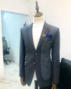 The Grey Pinstripe “Catch Me If You Can” notch lapel