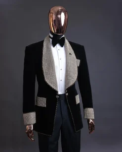 The “Jackson”, Gold Trim bling layered shawl lapel tuxedo suit