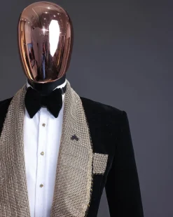 The “Jackson”, Gold Trim bling layered shawl lapel tuxedo suit