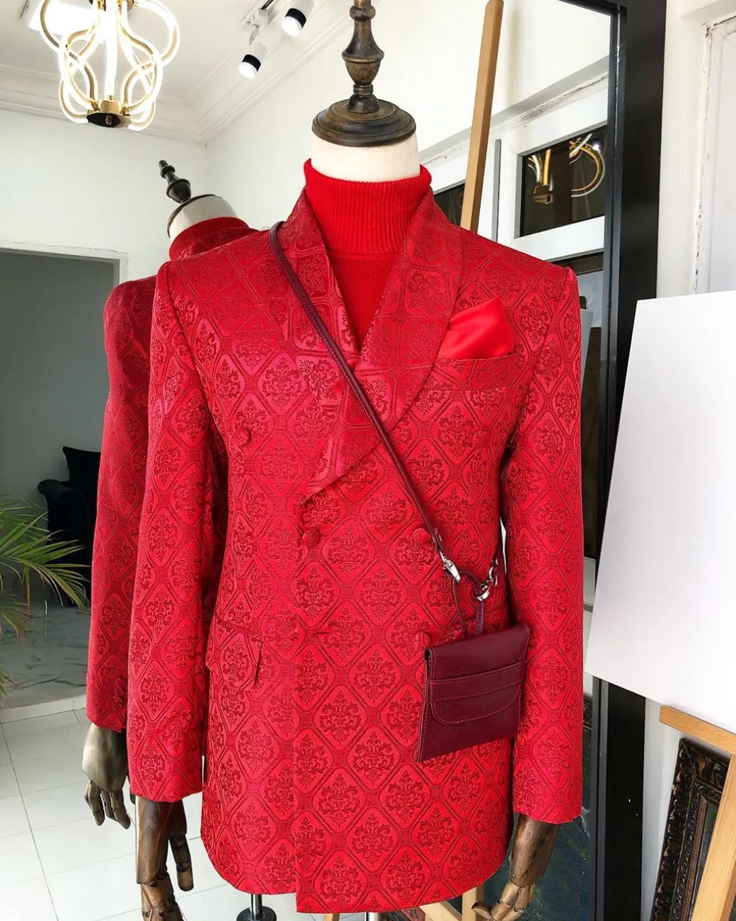 The “Kremlin – Red Square” Monochrome jacquard double breasted Suit.