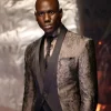 The “Lugard” Ruffled Grey pattern jacquard front closure Lapeless tuxedo suit