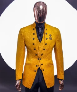 The “Monaco” honey yellow, single button front cut layered suit