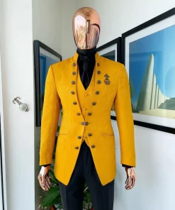 The “Monaco” honey yellow, single button front cut layered suit