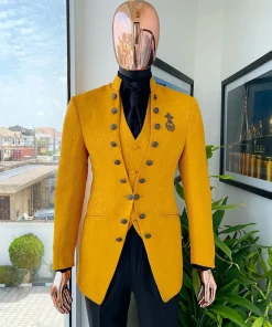 The “Monaco” honey yellow, single button front cut layered suit