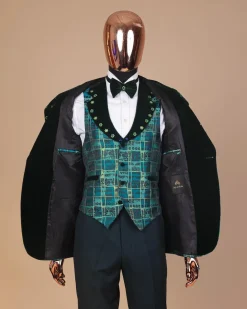 The “October 1st” castleton green covered peak lapel jacquard tuxedo suit