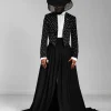 The ”Prince” Charcoal Black Short Peak Lapel Suit With ss30 Swarovski Stones, Double-breasted Waistcoat, High Pant Trousers & Pleated Long Tail Skirt.