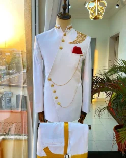 The Pure White “Vajiralongkorn“ Men’s Safari Royal Ceremonial Suit