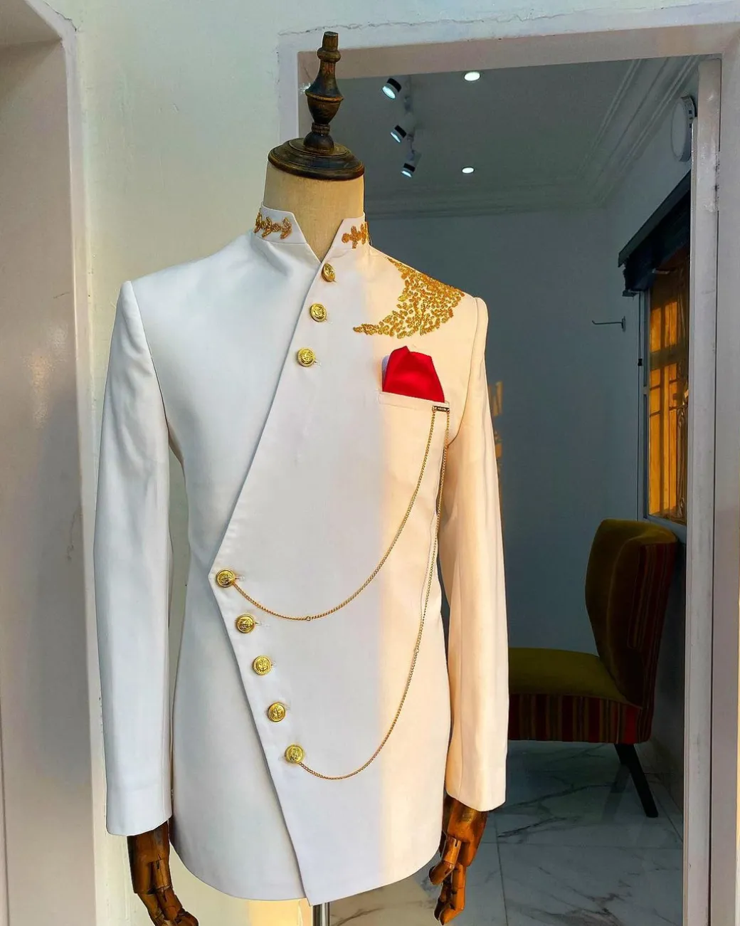 The Pure White “Vajiralongkorn“ Men’s Safari Royal Ceremonial Suit