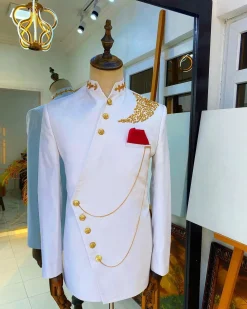 The Pure White “Vajiralongkorn“ Men’s Safari Royal Ceremonial Suit