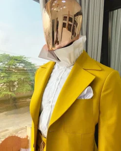 The Reloaded “ Festac 77” Mustard Yellow 3 Horn Button Safari Suit